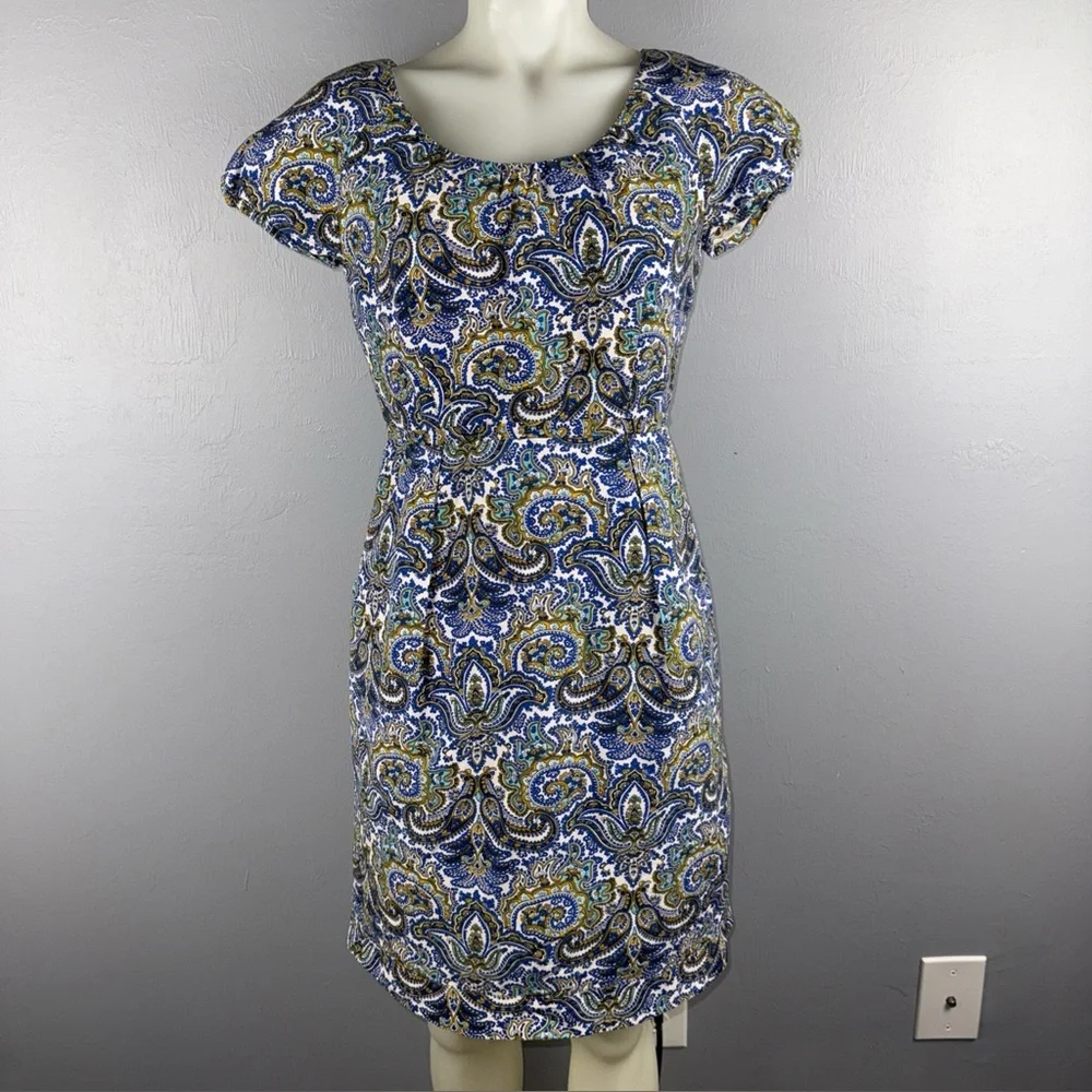 J. Crew Dolores Dress Women’s 4 Multicolor Peacock‎ Paisley Sheath Lined *READ